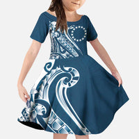 Kia Orana Cook Islands Family Matching Off Shoulder Maxi Dress and Hawaiian Shirt Auika Plumeria Tropical Waves - Polynesian Pride