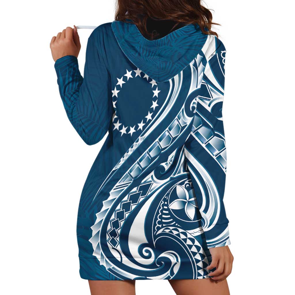 Kia Orana Cook Islands Hoodie Dress Auika Plumeria Tropical Waves - Polynesian Pride