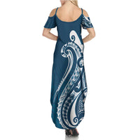 Kia Orana Cook Islands Summer Maxi Dress Auika Plumeria Tropical Waves - Polynesian Pride
