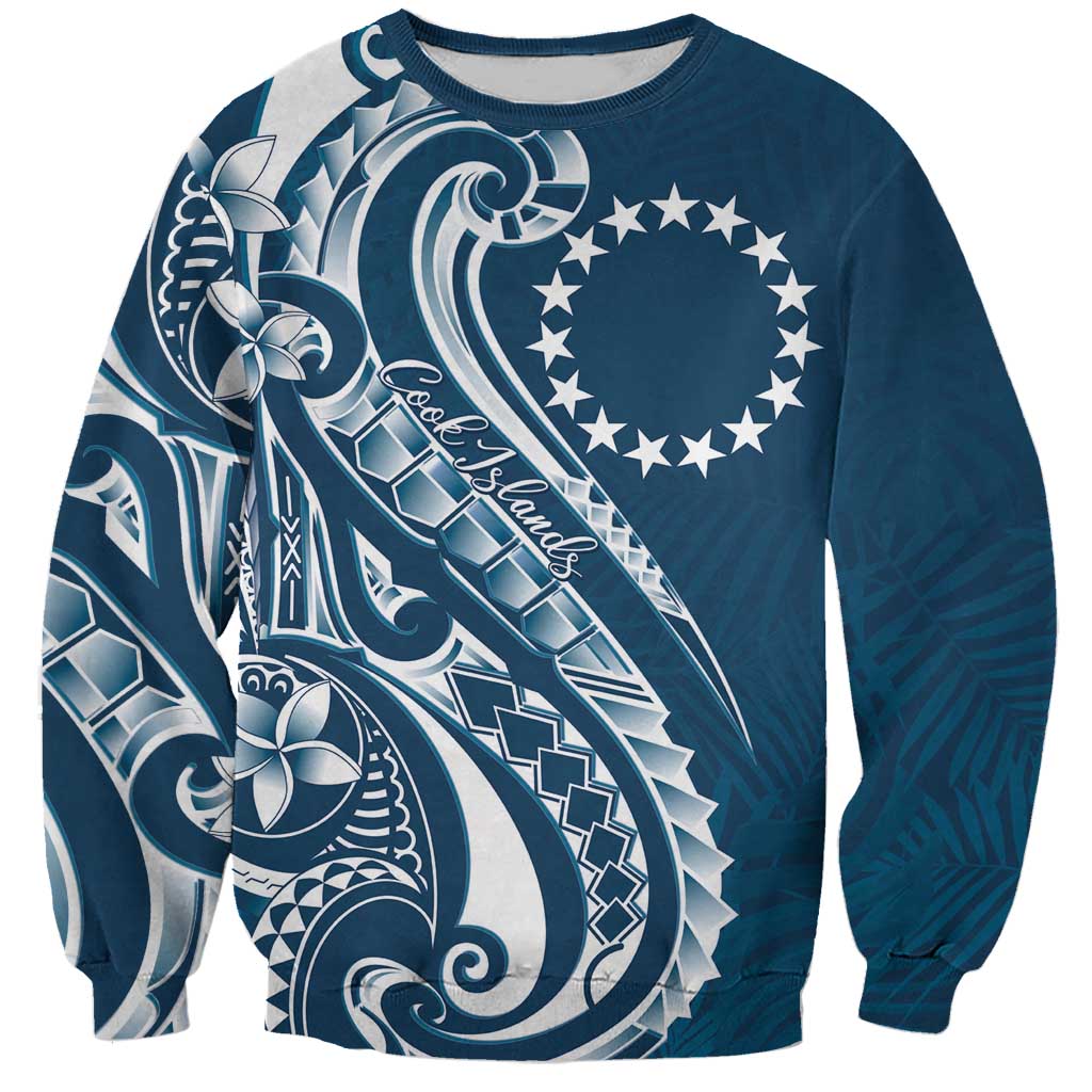 Kia Orana Cook Islands Sweatshirt Auika Plumeria Tropical Waves - Polynesian Pride