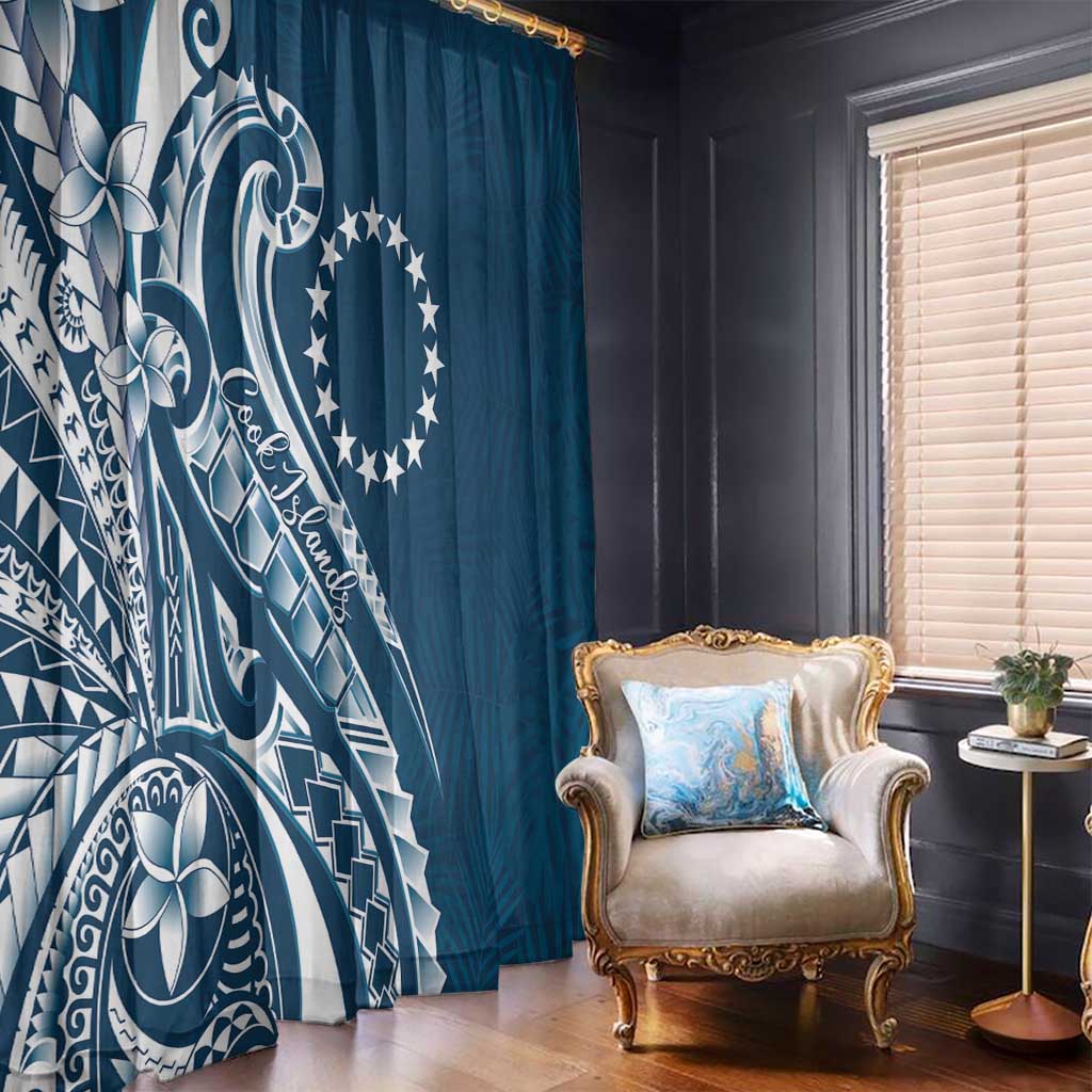 Kia Orana Cook Islands Window Curtain Auika Plumeria Tropical Waves - Polynesian Pride