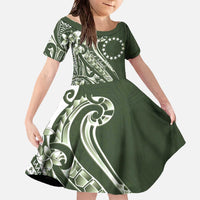 Kia Orana Cook Islands Family Matching Off The Shoulder Long Sleeve Dress and Hawaiian Shirt Matie Plumeria Tropical Waves - Polynesian Pride