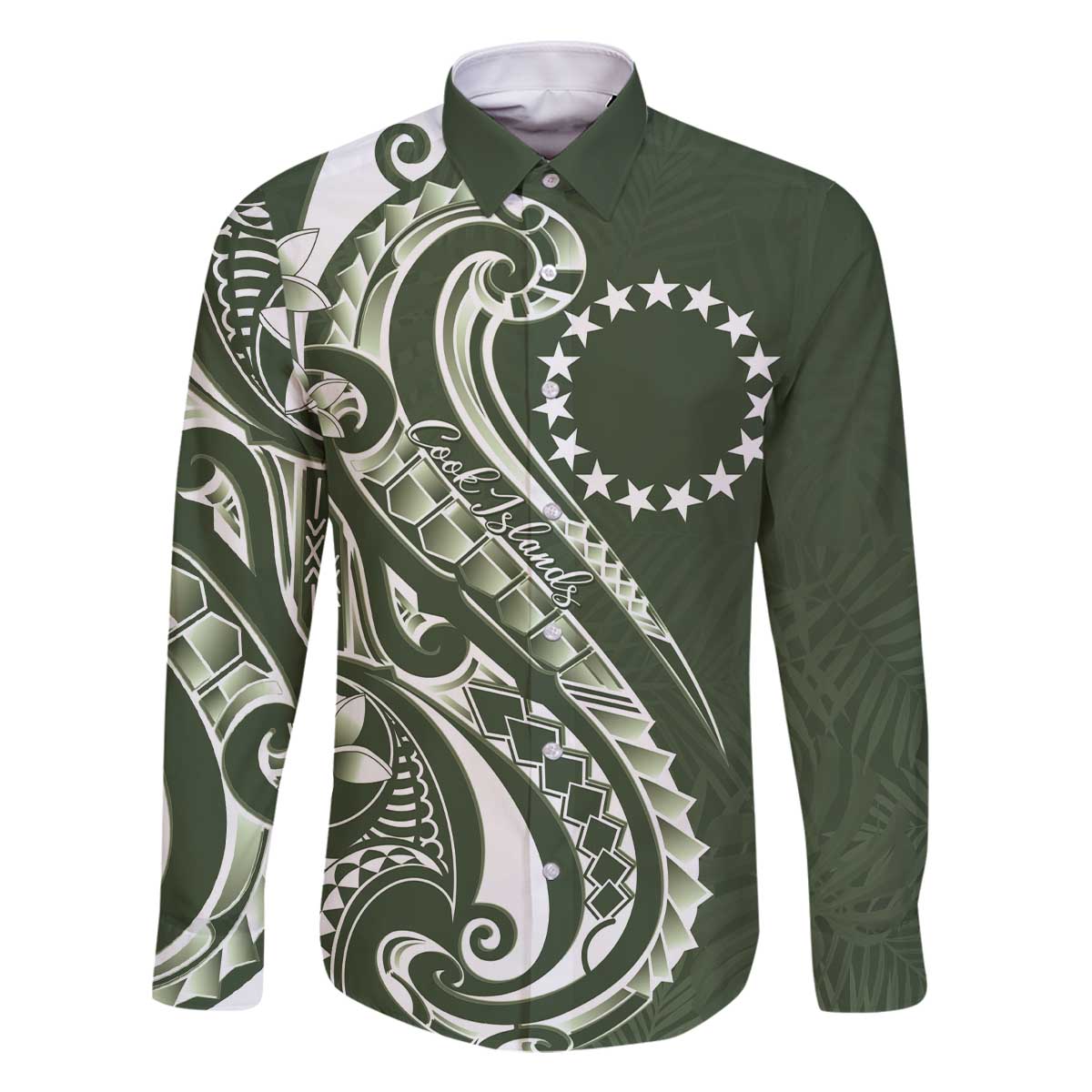 Kia Orana Cook Islands Family Matching Off The Shoulder Long Sleeve Dress and Hawaiian Shirt Matie Plumeria Tropical Waves - Polynesian Pride