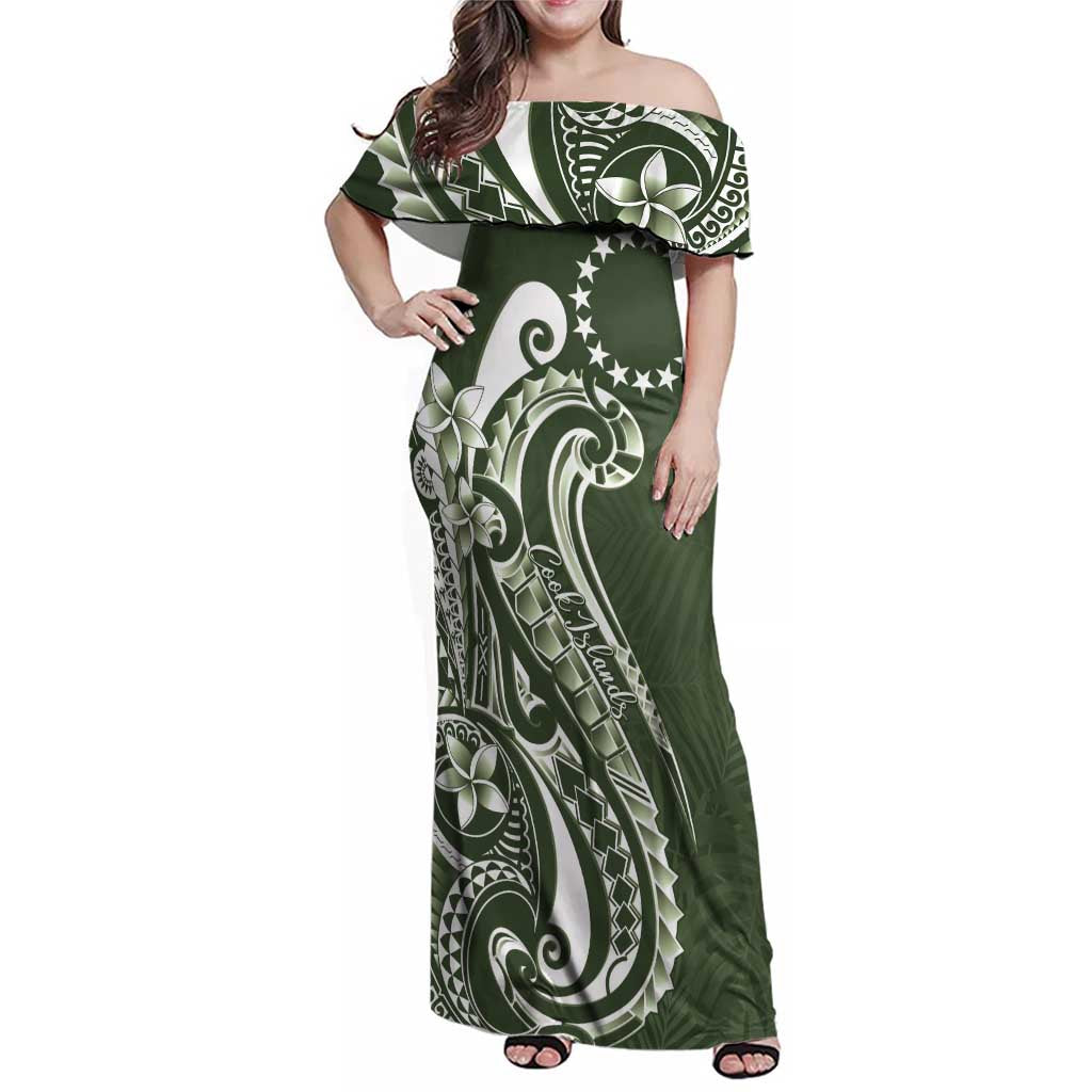 Kia Orana Cook Islands Family Matching Off Shoulder Maxi Dress and Hawaiian Shirt Matie Plumeria Tropical Waves - Polynesian Pride