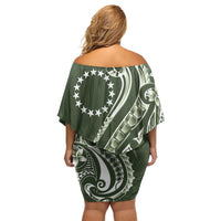Kia Orana Cook Islands Family Matching Off Shoulder Short Dress and Hawaiian Shirt Matie Plumeria Tropical Waves - Polynesian Pride