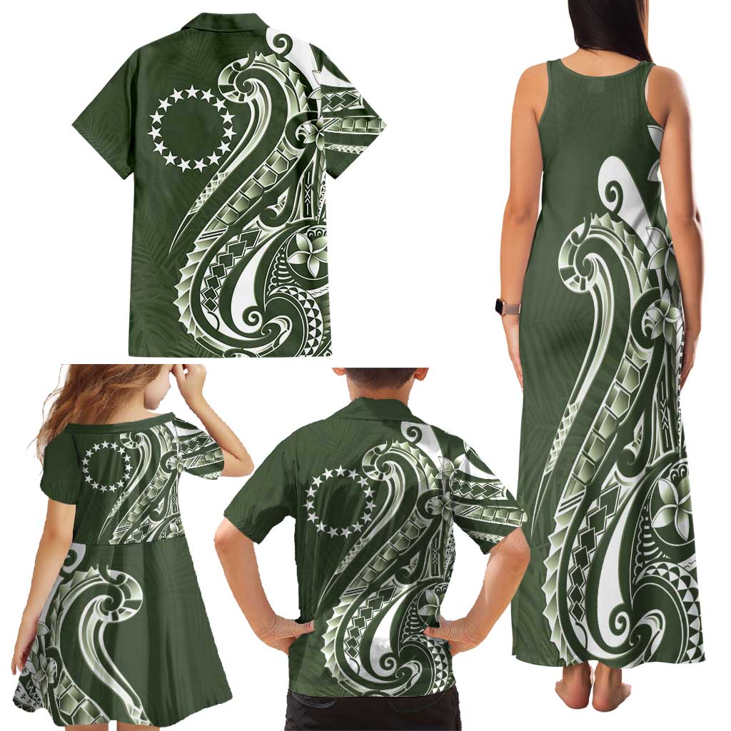 Kia Orana Cook Islands Family Matching Tank Maxi Dress and Hawaiian Shirt Matie Plumeria Tropical Waves - Polynesian Pride
