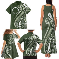 Kia Orana Cook Islands Family Matching Tank Maxi Dress and Hawaiian Shirt Matie Plumeria Tropical Waves - Polynesian Pride