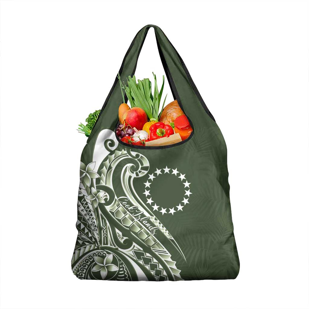 Kia Orana Cook Islands Grocery Bag Matie Plumeria Tropical Waves - Polynesian Pride