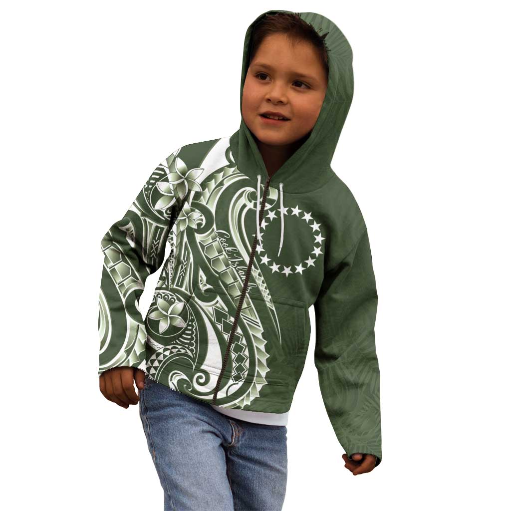 Kia Orana Cook Islands Kid Hoodie Matie Plumeria Tropical Waves - Polynesian Pride