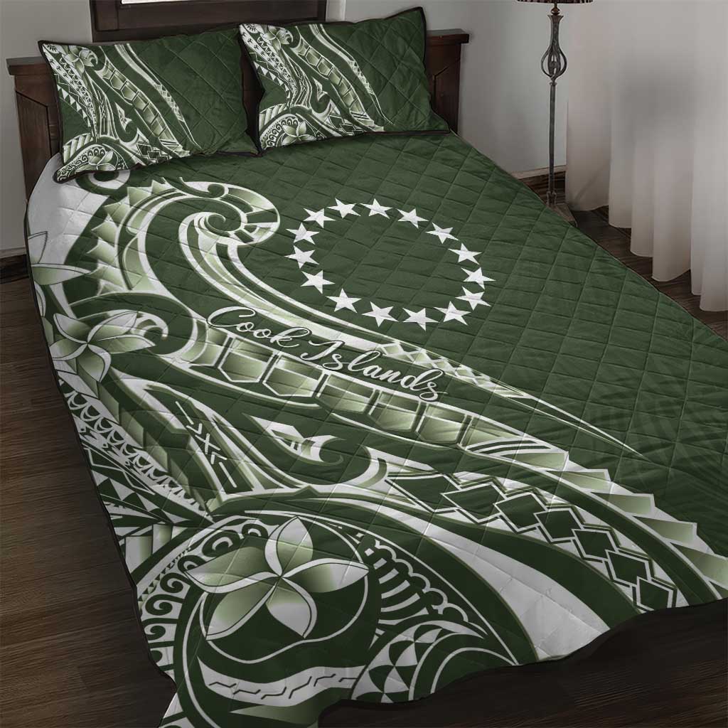 Kia Orana Cook Islands Quilt Bed Set Matie Plumeria Tropical Waves - Polynesian Pride