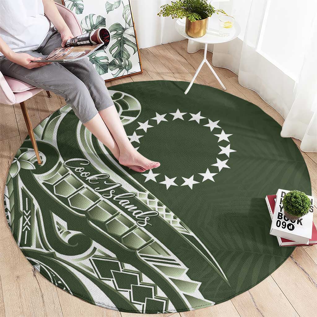 Kia Orana Cook Islands Round Carpet Matie Plumeria Tropical Waves - Polynesian Pride