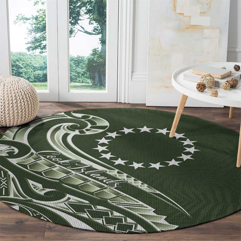 Kia Orana Cook Islands Round Carpet Matie Plumeria Tropical Waves - Polynesian Pride