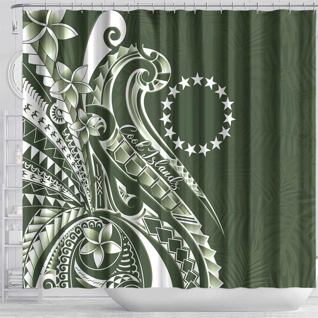 Kia Orana Cook Islands Shower Curtain Matie Plumeria Tropical Waves - Polynesian Pride