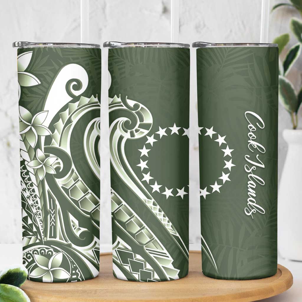 Kia Orana Cook Islands Skinny Tumbler Matie Plumeria Tropical Waves - Polynesian Pride