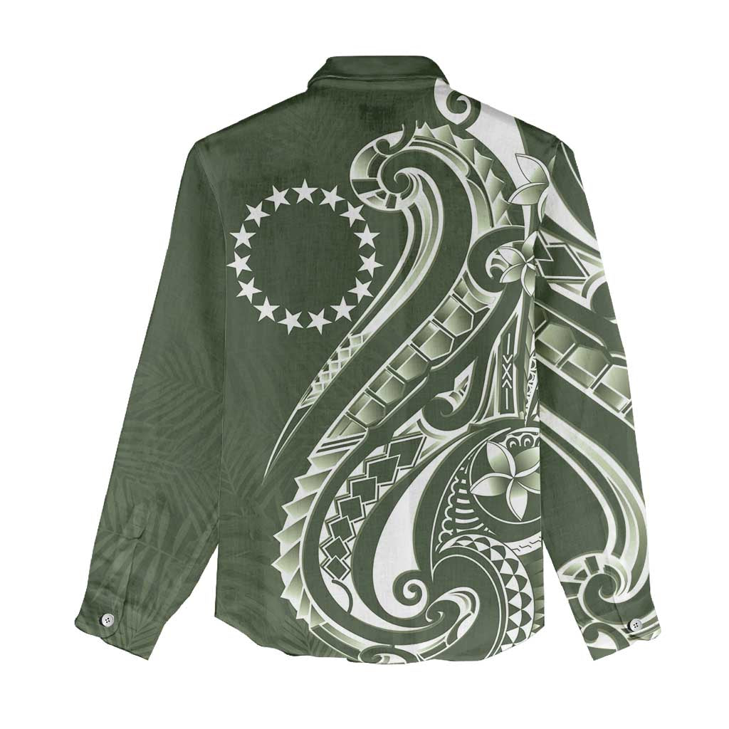 Kia Orana Cook Islands Women Casual Shirt Matie Plumeria Tropical Waves - Polynesian Pride