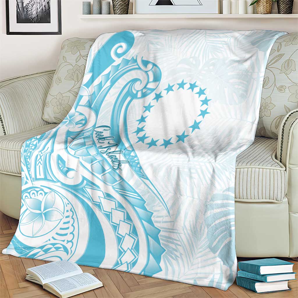 Kia Orana Cook Islands Blanket Moana Plumeria Tropical Waves - Polynesian Pride