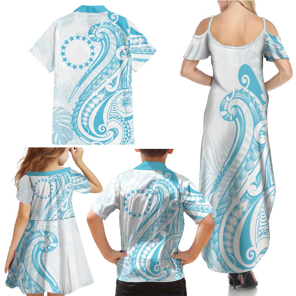Kia Orana Cook Islands Family Matching Summer Maxi Dress and Hawaiian Shirt Moana Plumeria Tropical Waves - Polynesian Pride