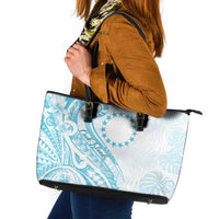 Kia Orana Cook Islands Leather Tote Bag Moana Plumeria Tropical Waves - Polynesian Pride