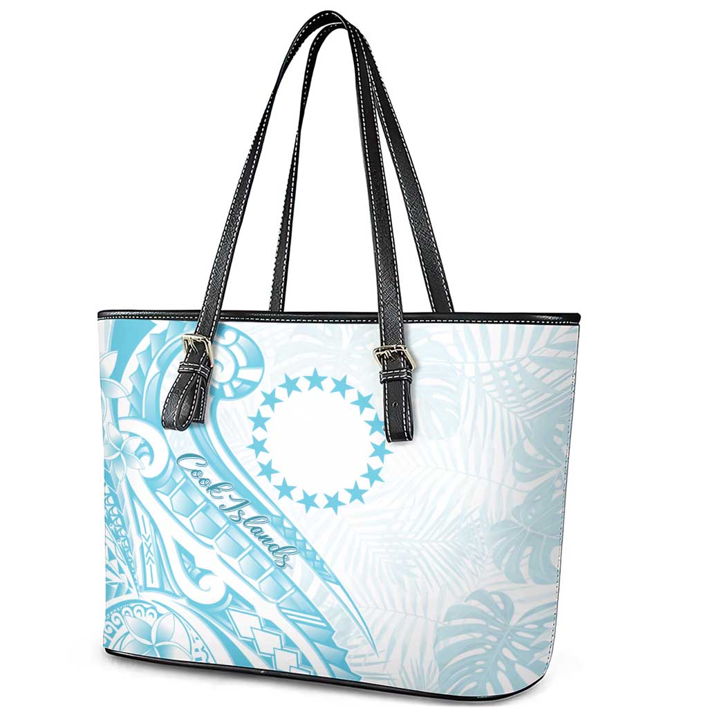 Kia Orana Cook Islands Leather Tote Bag Moana Plumeria Tropical Waves - Polynesian Pride