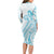Kia Orana Cook Islands Long Sleeve Bodycon Dress Moana Plumeria Tropical Waves - Polynesian Pride