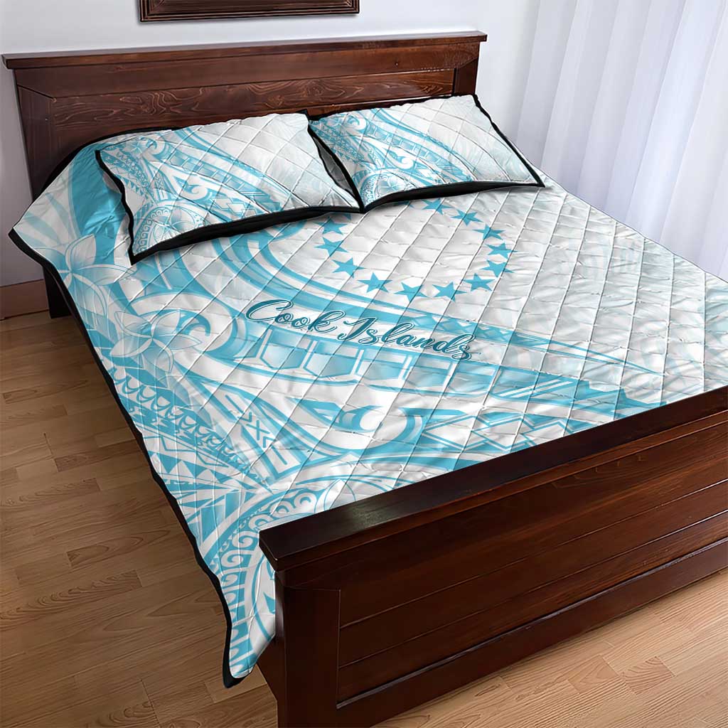 Kia Orana Cook Islands Quilt Bed Set Moana Plumeria Tropical Waves - Polynesian Pride