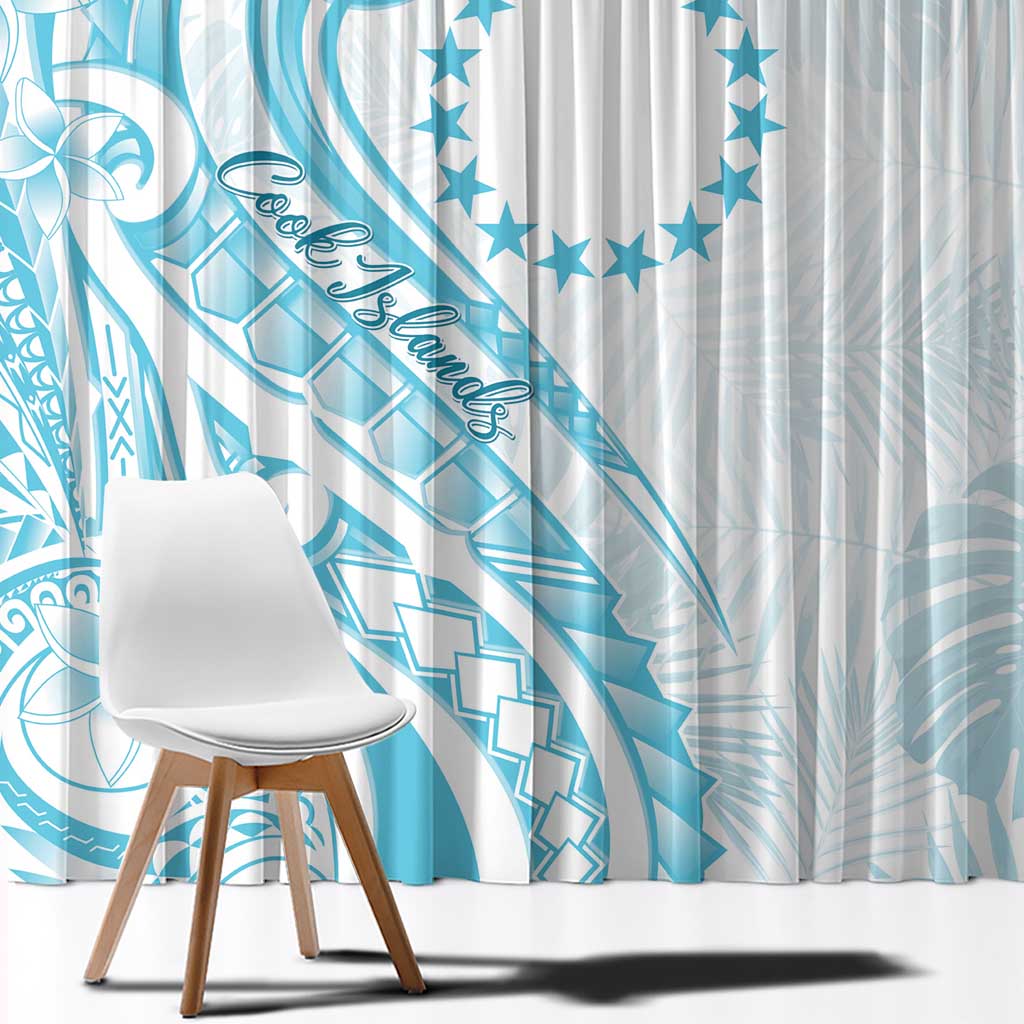 Kia Orana Cook Islands Window Curtain Moana Plumeria Tropical Waves - Polynesian Pride