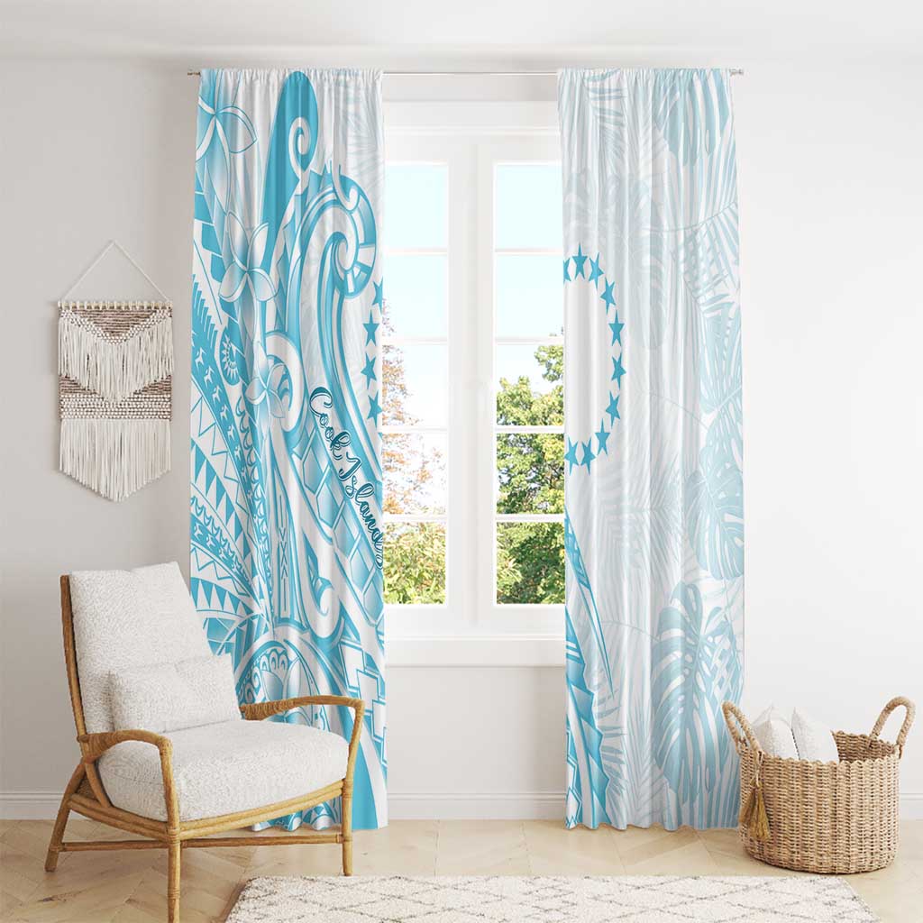 Kia Orana Cook Islands Window Curtain Moana Plumeria Tropical Waves - Polynesian Pride
