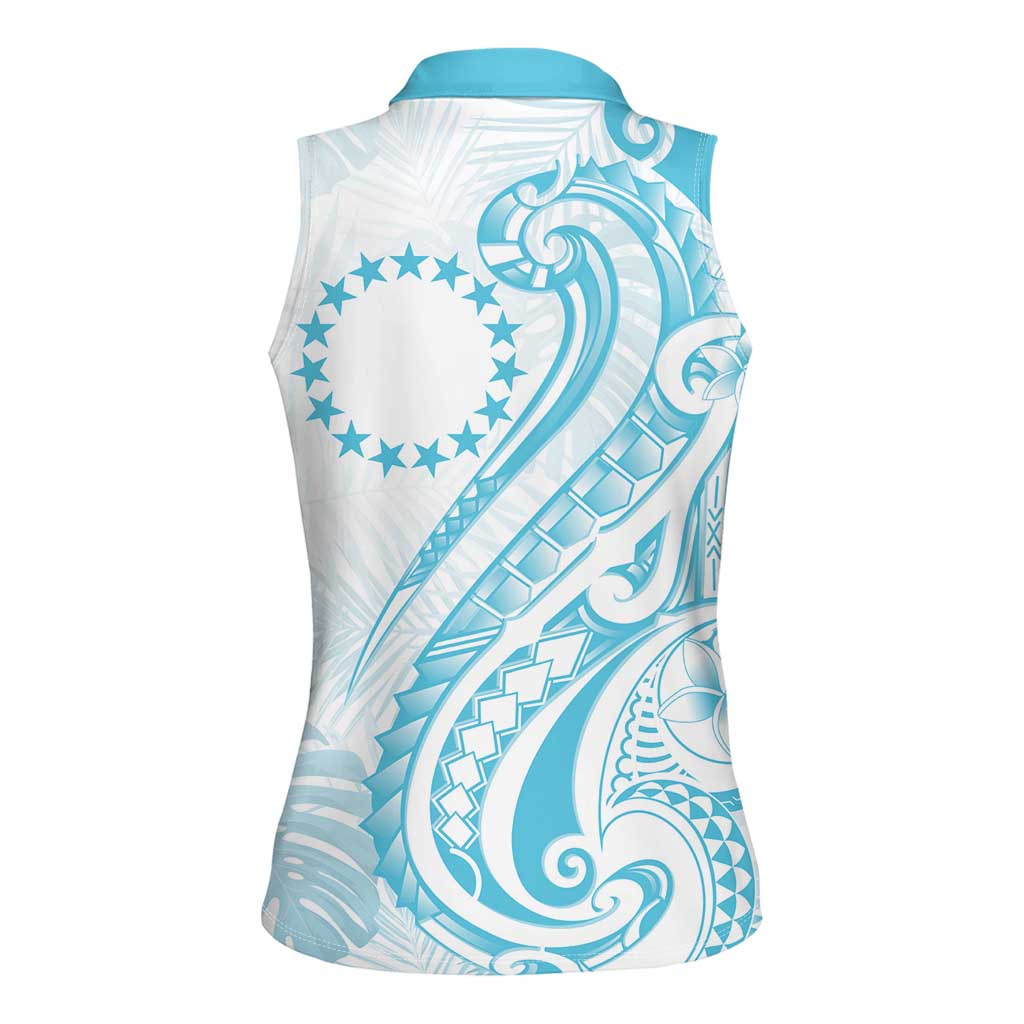 Kia Orana Cook Islands Women Sleeveless Polo Shirt Moana Plumeria Tropical Waves - Polynesian Pride