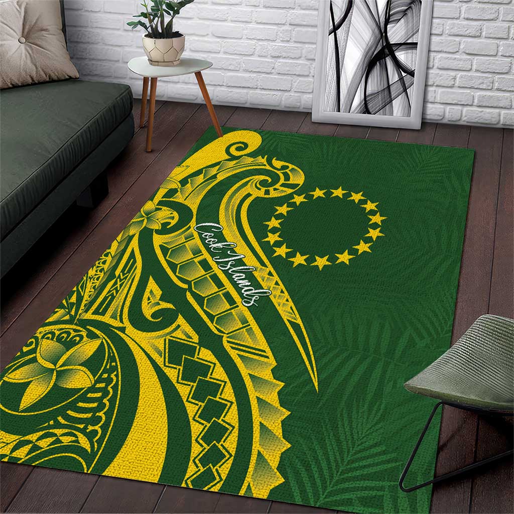 Kia Orana Cook Islands Area Rug Plumeria Tropical Waves - Polynesian Pride