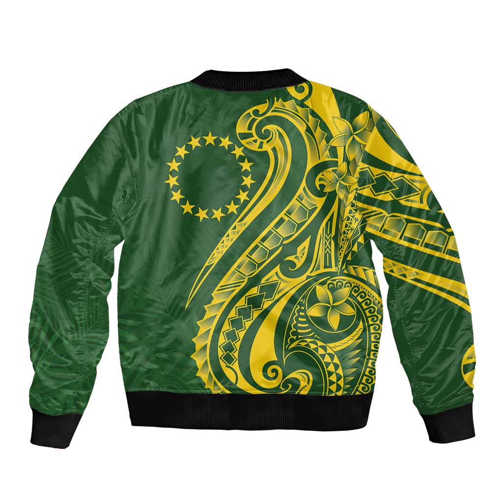 Kia Orana Cook Islands Bomber Jacket Plumeria Tropical Waves - Polynesian Pride