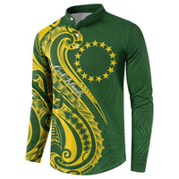 Kia Orana Cook Islands Button Sweatshirt Plumeria Tropical Waves - Polynesian Pride