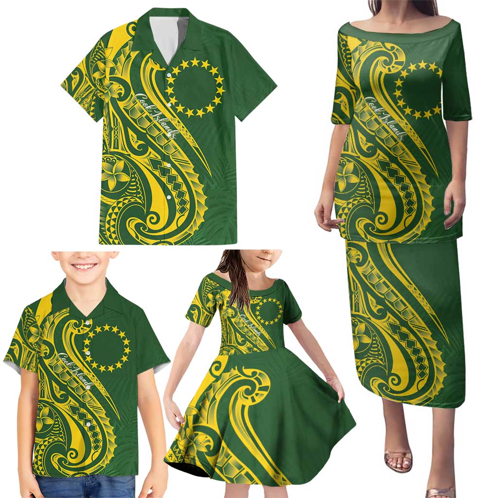 Kia Orana Cook Islands Family Matching Puletasi and Hawaiian Shirt Plumeria Tropical Waves - Polynesian Pride