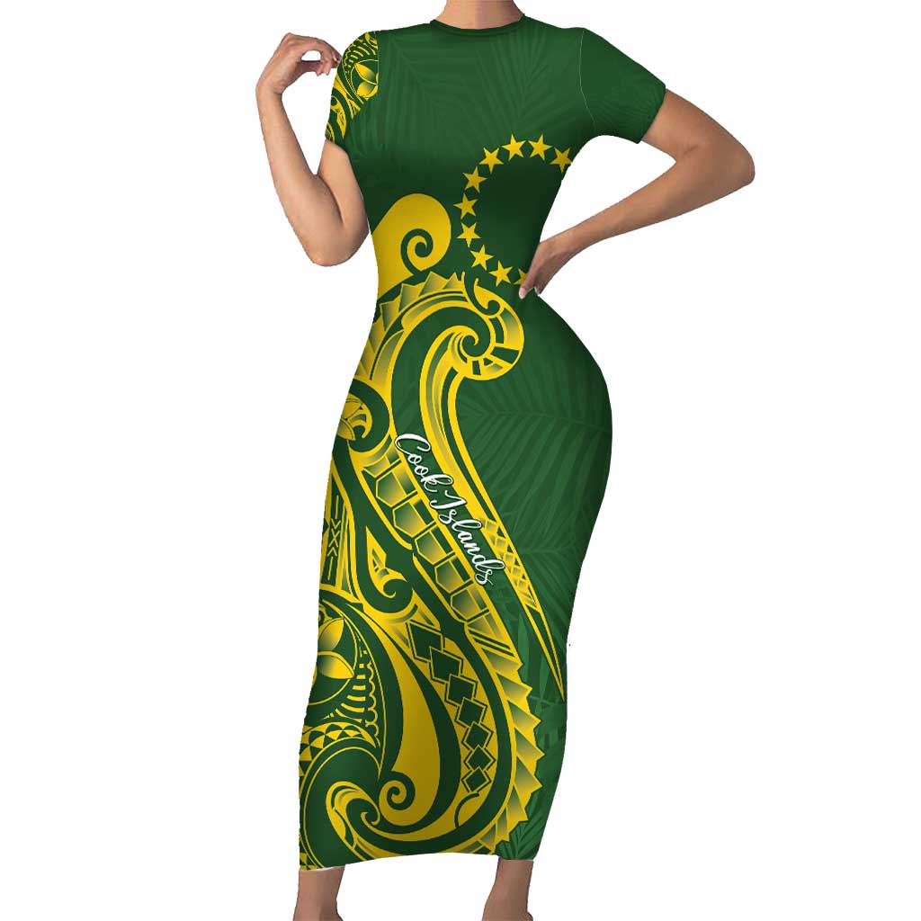 Kia Orana Cook Islands Family Matching Short Sleeve Bodycon Dress and Hawaiian Shirt Plumeria Tropical Waves - Polynesian Pride