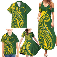 Kia Orana Cook Islands Family Matching Summer Maxi Dress and Hawaiian Shirt Plumeria Tropical Waves - Polynesian Pride