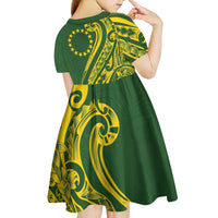 Kia Orana Cook Islands Kid Short Sleeve Dress Plumeria Tropical Waves - Polynesian Pride