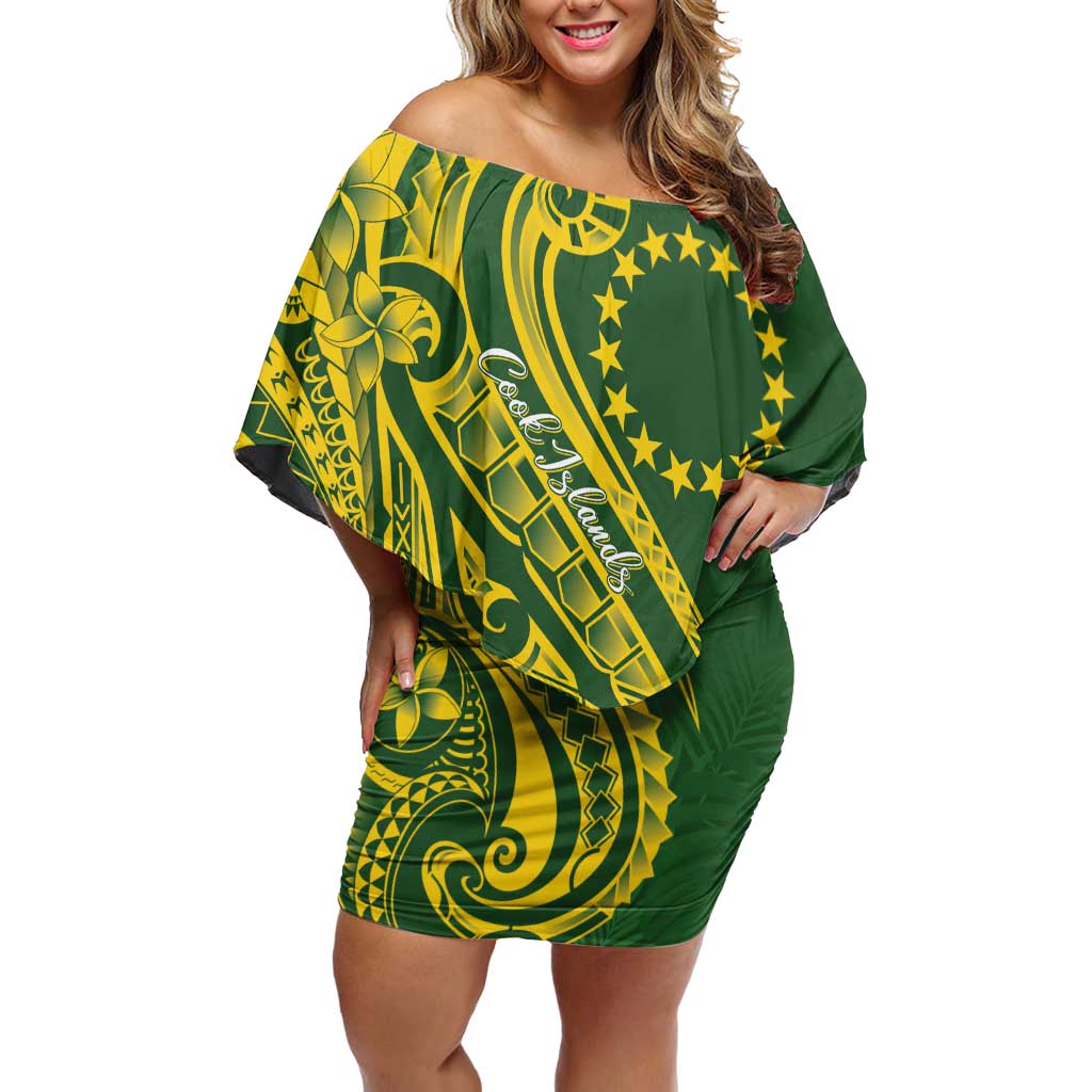 Kia Orana Cook Islands Off Shoulder Short Dress Plumeria Tropical Waves -  Polynesian Pride