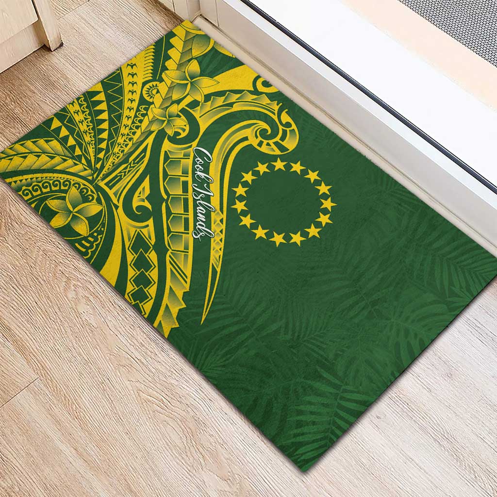 Kia Orana Cook Islands Rubber Doormat Plumeria Tropical Waves - Polynesian Pride