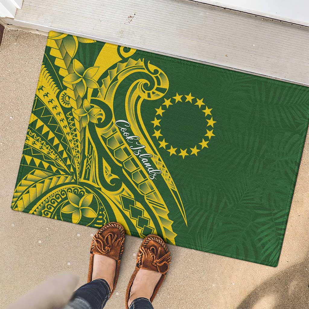 Kia Orana Cook Islands Rubber Doormat Plumeria Tropical Waves - Polynesian Pride