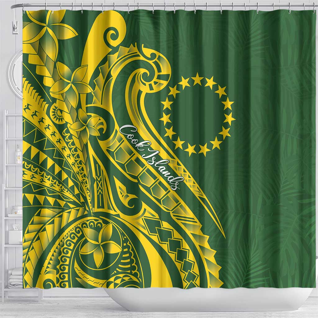 Kia Orana Cook Islands Shower Curtain Plumeria Tropical Waves - Polynesian Pride