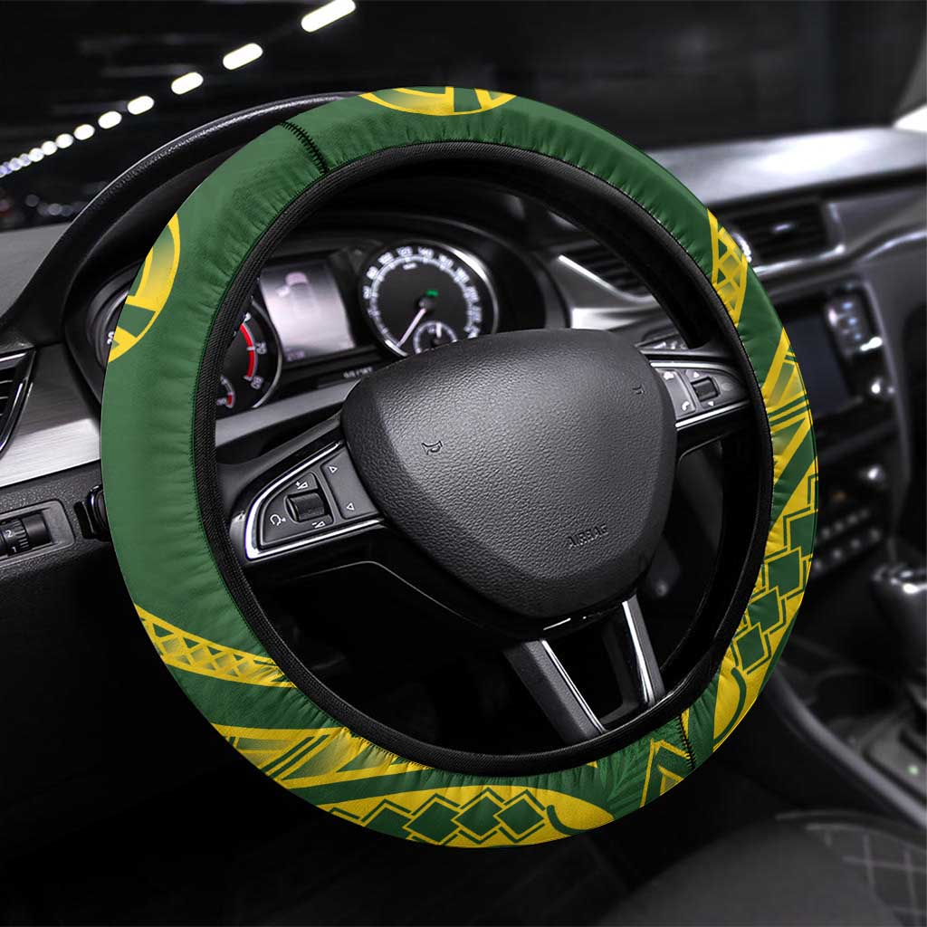 Kia Orana Cook Islands Steering Wheel Cover Plumeria Tropical Waves - Polynesian Pride