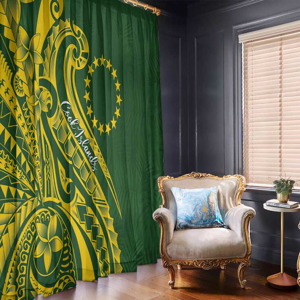 Kia Orana Cook Islands Window Curtain Plumeria Tropical Waves - Polynesian Pride