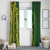 Kia Orana Cook Islands Window Curtain Plumeria Tropical Waves - Polynesian Pride