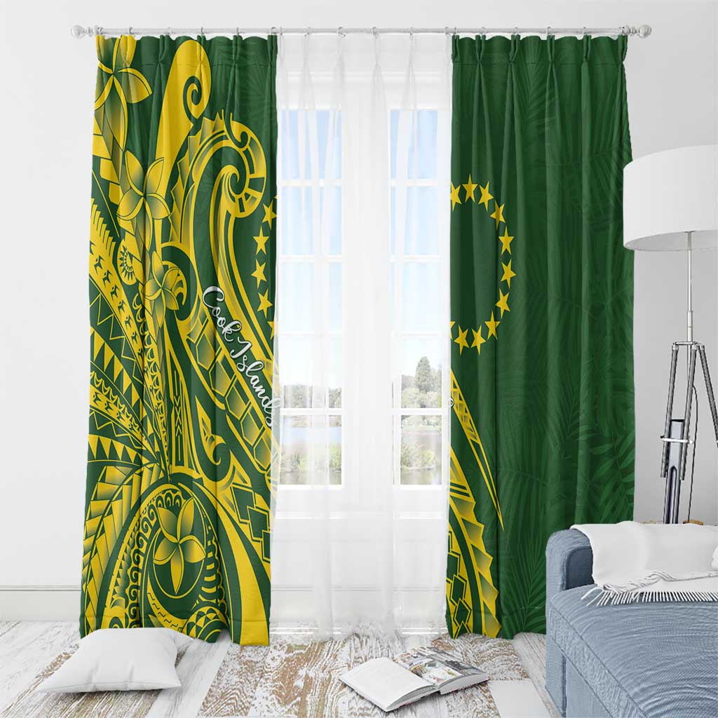 Kia Orana Cook Islands Window Curtain Plumeria Tropical Waves - Polynesian Pride