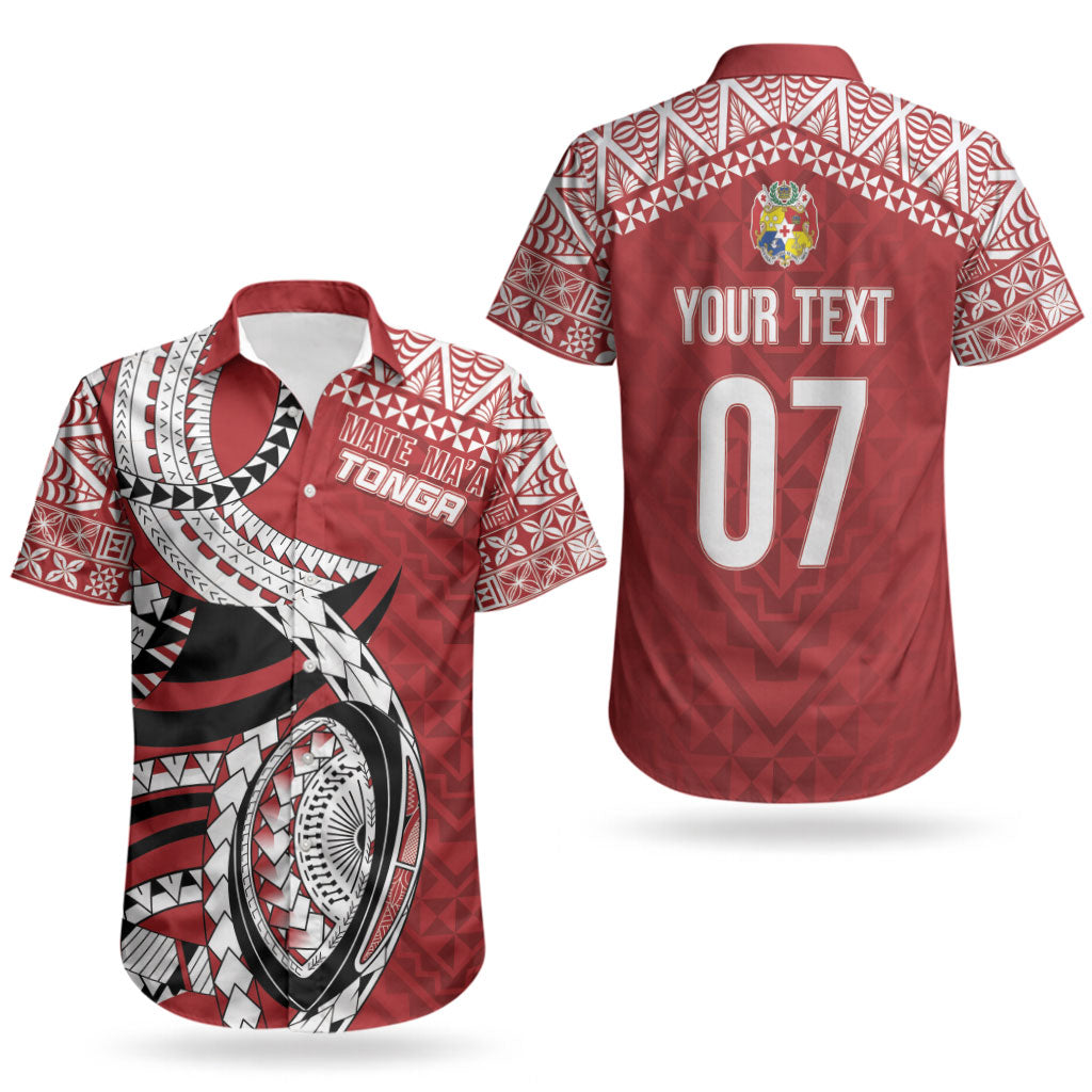 Mate Ma'a Tonga Rugby Custom Kupesi Motifs Couples Matching Tank Maxi Dress and Hawaiian Shirt Red Waves LT7 - Polynesian Pride