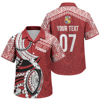 Mate Ma'a Tonga Rugby Custom Kupesi Motifs Family Matching Tank Maxi Dress and Hawaiian Shirt Red Waves LT7 Son's Shirt Red - Polynesian Pride