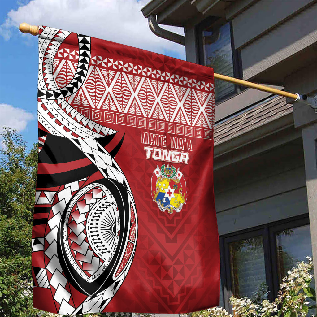 Mate Ma'a Tonga Rugby Kupesi Motifs Garden Flag Red Waves LT7 - Polynesian Pride