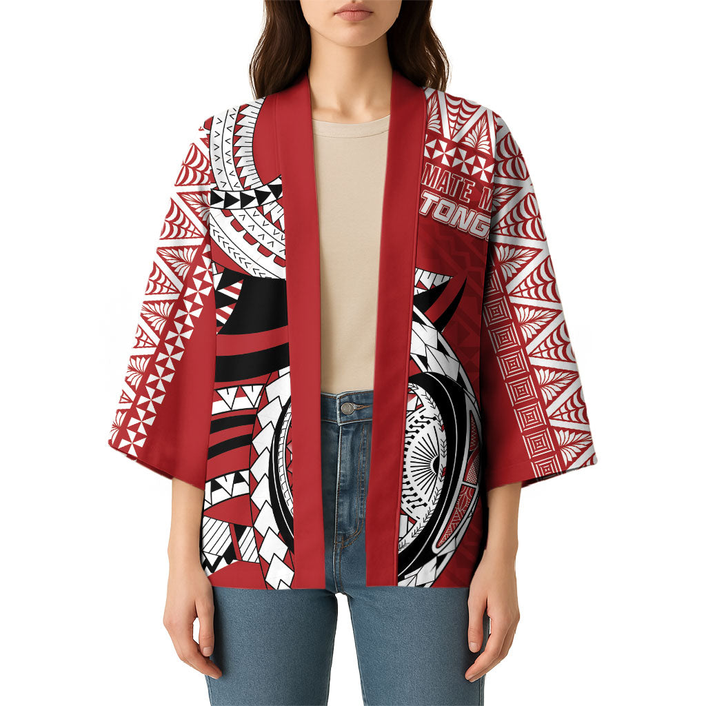 Mate Ma'a Tonga Rugby Custom Kupesi Motifs Kimono Red Waves LT7 - Polynesian Pride