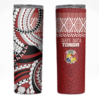 Mate Ma'a Tonga Rugby Kupesi Motifs Skinny Tumbler Red Waves LT7 Red - Polynesian Pride