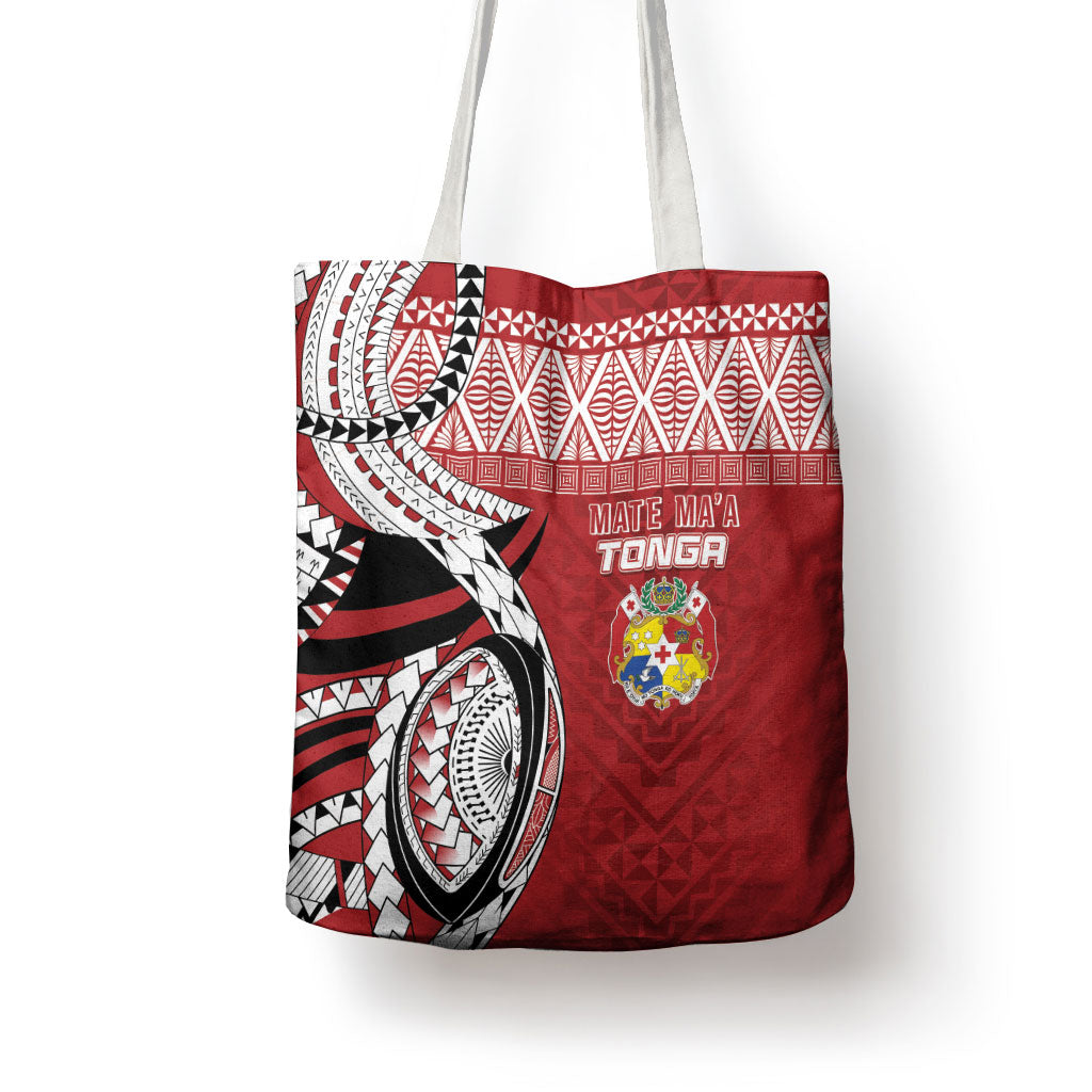 Mate Ma'a Tonga Rugby Kupesi Motifs Tote Bag Red Waves LT7 - Polynesian Pride