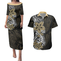 Polynesian Pride Couples Matching Puletasi Dress and Hawaiian Shirt Tiare With Plumeria Mix Style LT7 Cream - Polynesian Pride